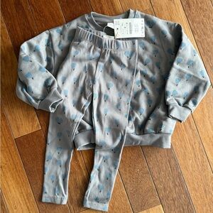 NWT Zara PRINTED RIB SWEATSHIRT AND LEGGING SET size 4T
